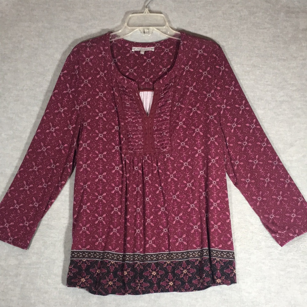 DANIEL RAINN Cozy Comfy Stretch Oversized Holiday Floral Design Placket Front
